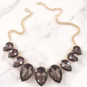 Crystal Black Teardrop Necklace